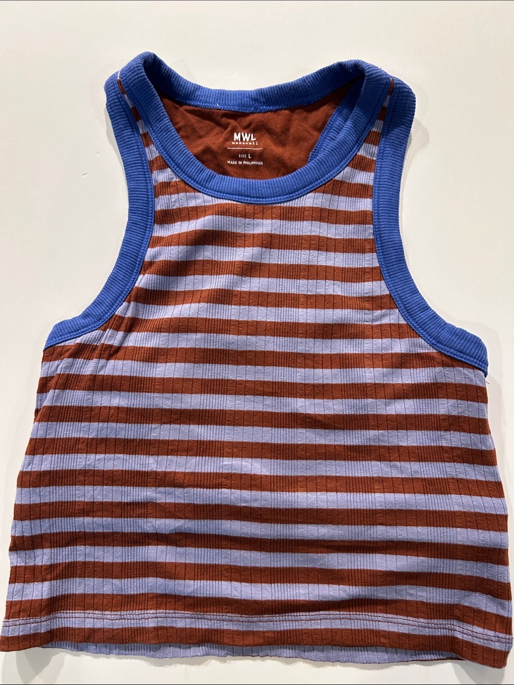 Madewell Kids Brown & Blue Striped Ribbed Tank